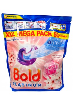 Капсули для прання універсальні Bold Platinum cherry blossom&rose water, 50 шт